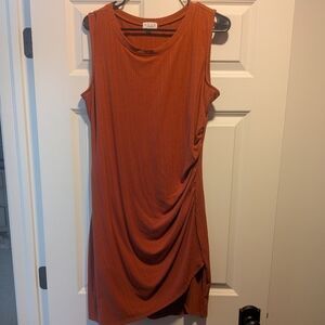 Asymmetrical Sleeveless Dress in Rust